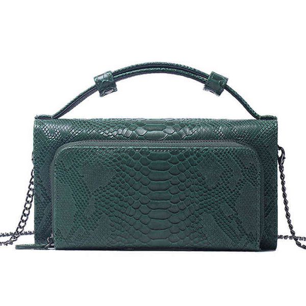 Bolsas de noite Moda de ombro Mulheres grandes embreagens de cobra Party Party Green Carthe Phone de alta qualidade 220233