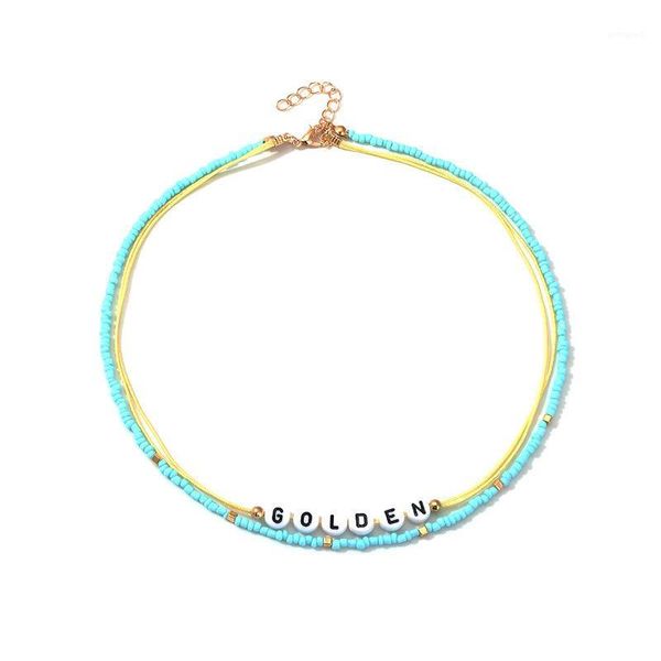 

chokers beads letter hand made choker necklace for women jewelry collares girl novel friends accessories aesthetics suspension xl101711, Golden;silver