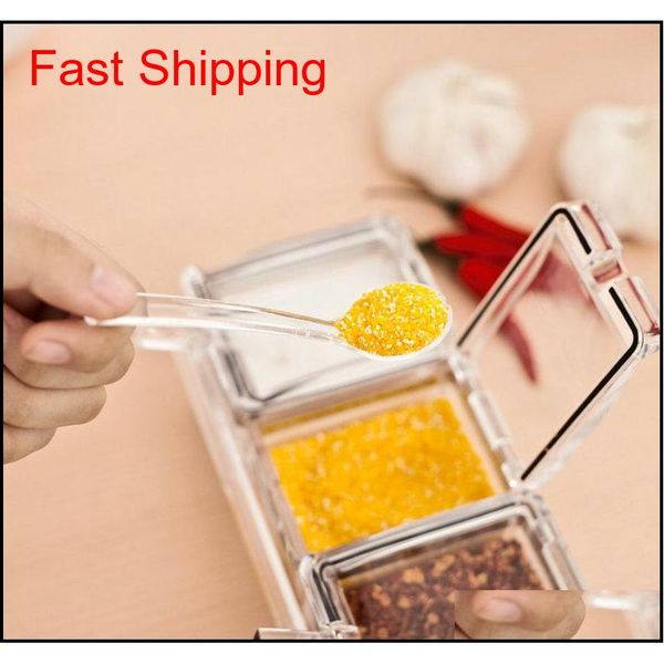 

seasoning rack spice pots-4 piece acrylic seasoning box,stainless steel ring-storage container connt can jars-cruet qylfnr bdenet