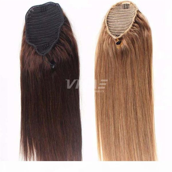 

peruvian hair silky straight ponytail 100g natural color remy cuticle aligned virgin hair real 27 613 blonde clip in hair extensions, Black