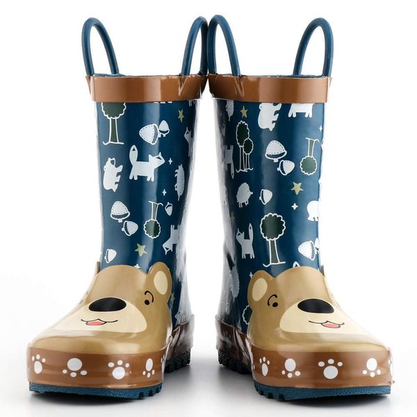 KushyShoo Stivali da pioggia Bambina per bambini Stivali di gomma impermeabili per bambini 3D Cartoon Bear Stampato Stivali da pioggia per bambini LJ200911