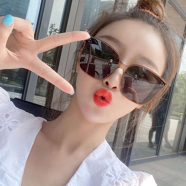 

street women's net red ins sunglasses sfrosted brown square face show thin anti ultraviolet polarized sunglasses tide, White;black