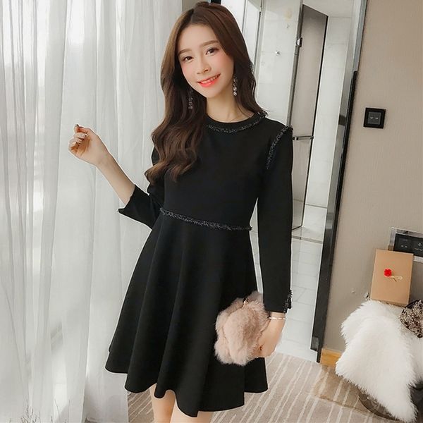 

pf3gg 2020 autumn hepburn slim high bc23w small black round collar small crowd waist french a-line aline underpants skirt bottom with skirt, Black;gray