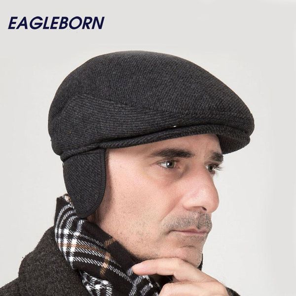 

2020 brand new winter hat берет сгущает cap уха cap snapback шерстяной твердая нашивки складные шляпы casquette gorras планас плоские шапки, Blue;gray