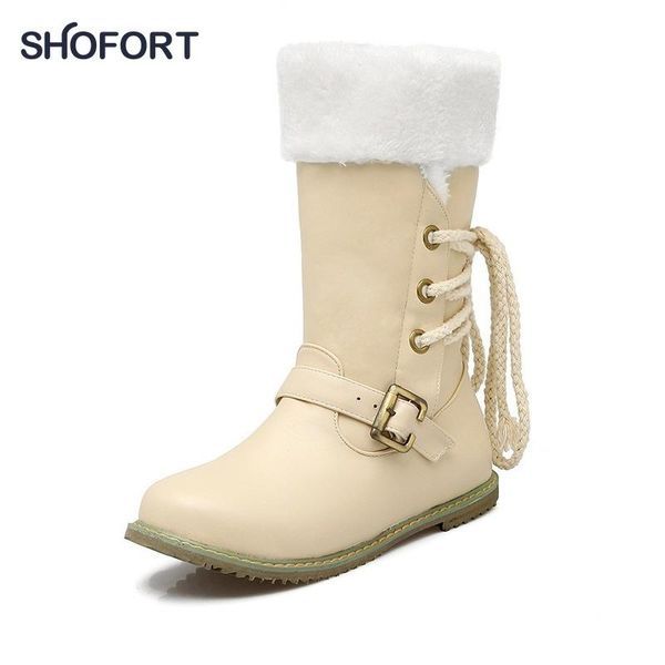 

boots shofort snow 2021 fashion solid color all-match lace-up winter shoes women flat non-slip plush warm cotton, Black