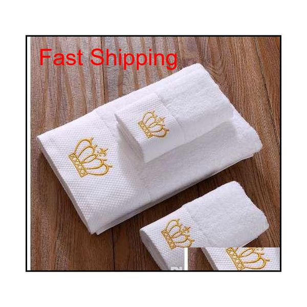 

5 star l luxury embroidery white bath towel set 100% cotton large beach towel brand absorbent quick-d qylunv packing2010