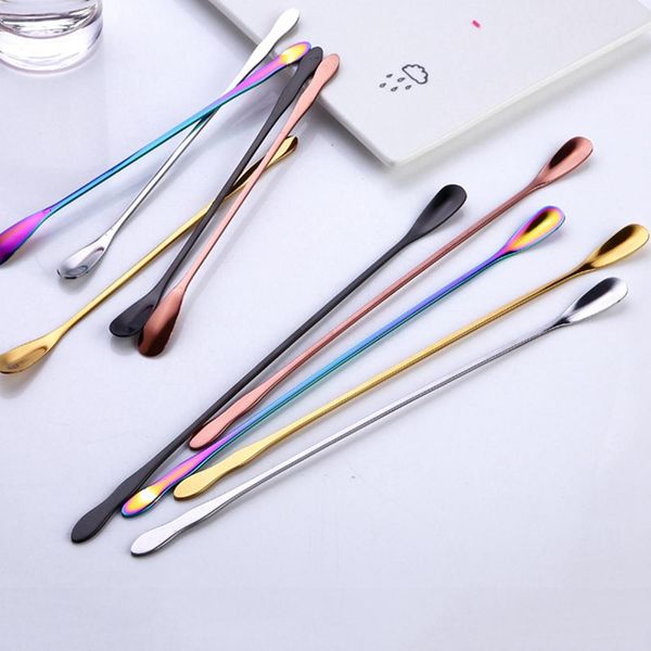 

ins simple style coffee spoon with long handle colorful coffee scoops dessert teaspoon stocked kitchen gadget tool h wmtvik