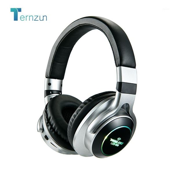 

led light wireless headphones bluetooth v5.0 soft big earmuff earphone 3d stereo headset 4 colors support tf card fm 3.5mm aux1