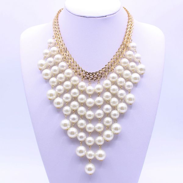 

новая мода ожерелье многослойной жемчужного ожерелье кисточка pearl напыщенных ключицы цепь женщин цепь свитер ожерелье утрированного, Golden;silver