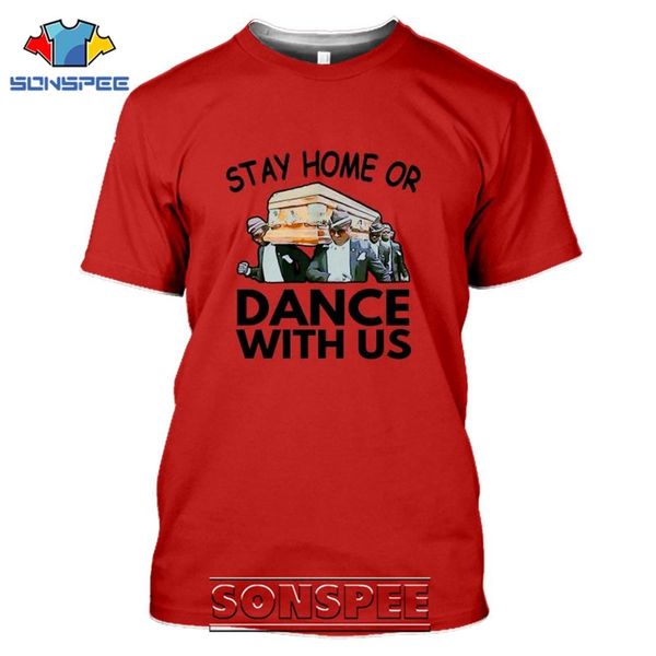 

popular coffin dance stay at home or dance with us meme 3d print shirts horror horror kawaii men clothing