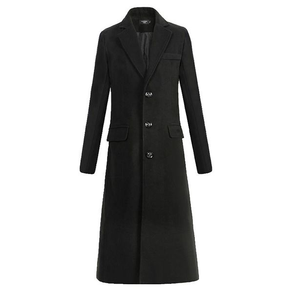 

quality brand men fashion wool coat winter new male wool blends long overcoat men's business solid color warm coat, Tan;black