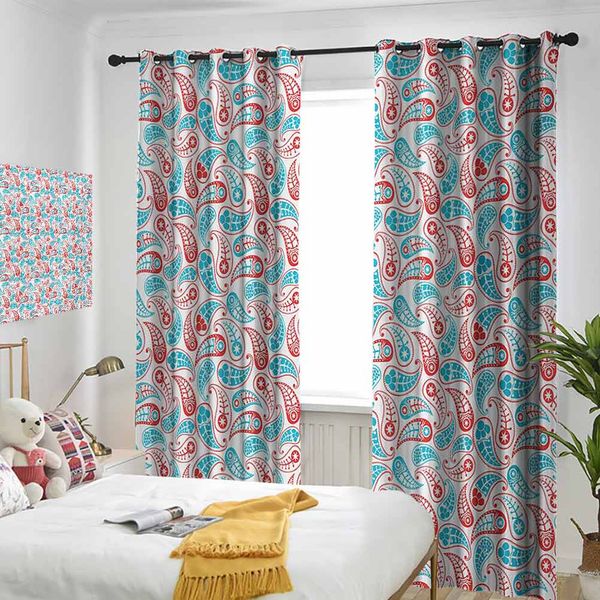 

теплоизолированная комната потемнение окружение окона племенной листьев, как дизайн со звездами и кругами с цветами флаговых печатных занаве