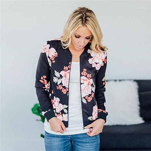 

2018 women winter jacket zipper up retro overcoat ladies full sleeve floral printed outwear coat fashion female outerwear1, Black;brown