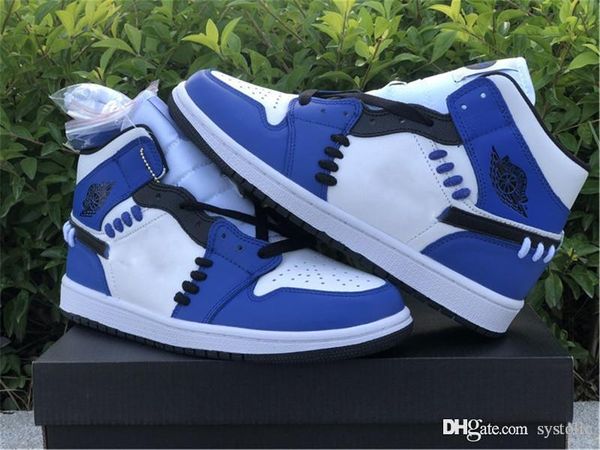 

2020 release air authentic 1 mid se mid se game royal sisterhood black white blue men outdoor sports shoes with original box cv0152-401