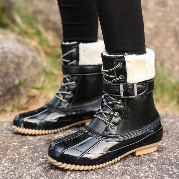 

boots winter women waterproof ankle for non-slip warm snow high cotton shoes botas mujer plus size 36-421, Black
