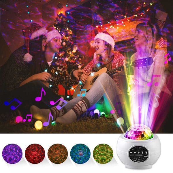 Proiettore di stelle USB Illuminazione colorata Musica leggera a LED Starry Water Wave Night Galaxy camera da letto Cielo stellato