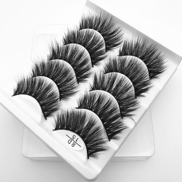 

false eyelashes 5 pairs handmade 8d soft mink hair lashes natural long wispy makeup fake eye extension tools supplies
