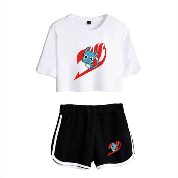 

summer track suit women 2 piece set fairy tail crop shorts two piece outfits casual ladies tracksuit sportwear twopiece, Gray