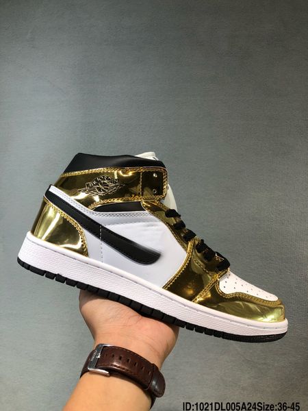 

new jumpman 1 mid women mens basketball shoes 1s yellow patent leather high og bio hack bloodline satin-snake chicago trainers mens sneakers, Black