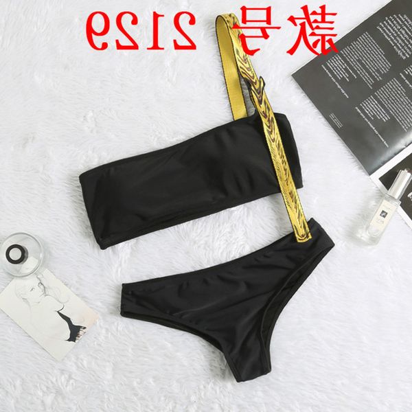 

split swimsuit women's english letter elastic band bra bikini