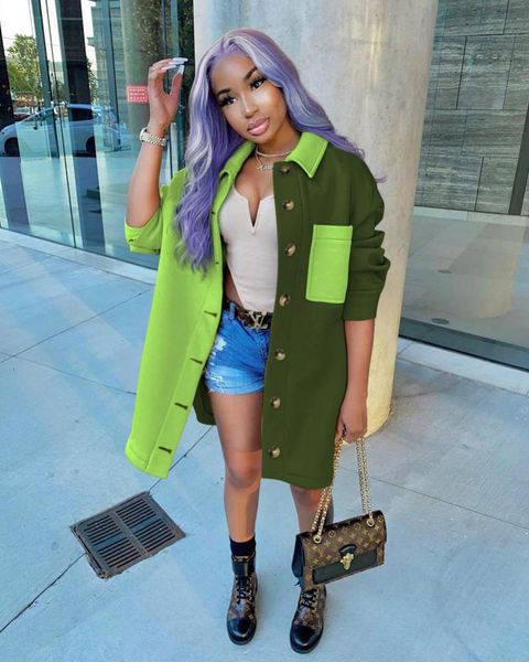 

Casual Winter Patchwork Jacket Women O-neck Thick Parkas Outerwear High Street Coat, Black;brown