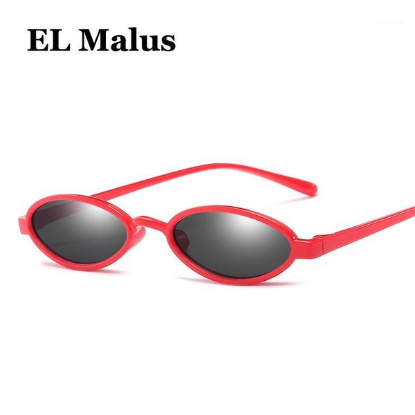 

[el malus]small oval frame sunglasses mens women vintage brand yellow red lens mirror male female thin tiny sun glasses1, White;black