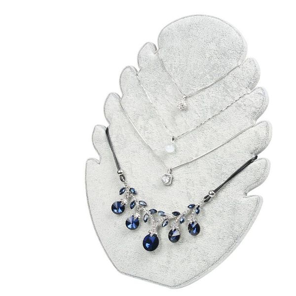 

new gray 1pc flame shape necklace display board jewelry display board velvet jewelry organizer shelf storage holder showcases, Pink;blue