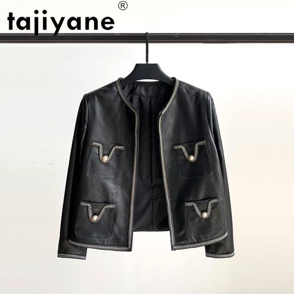 

women's leather & faux tajiyane 2021 real sheepskin jacket women genuine coats woman clothing korean style female clothes mujer chaquet, Black