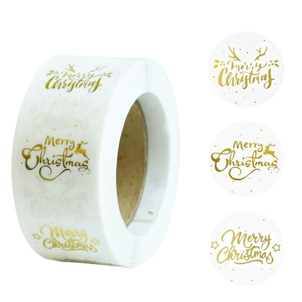 

500pcs gold merry stickers candy bag envelopes sealing label sticker christmas gifts box decorations navidad new year