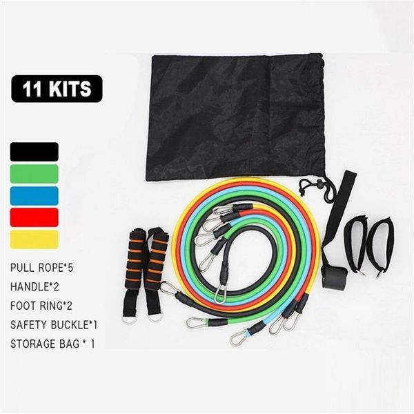 

resistance bands muscle training fitness equipment yoga tension set high elastic latex 11pcs pull rope band with bag1