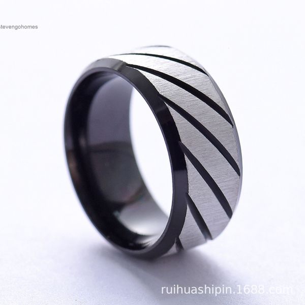 

arc fashionable inner stainless simple steel ring with double beveled edge, Silver