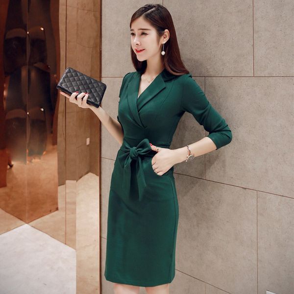 

2021 new elegant female autumn long thin blazer dress 3r2a, Black;gray