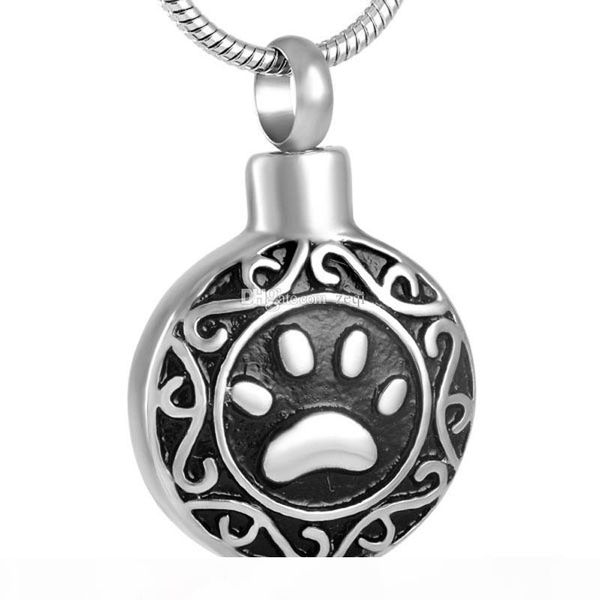 оптовая pet кремация урна ожерелье из нержавеющей стали keepsake pet paw print мемориал кремация ювелирные изделия для собак cat 8584, Silver