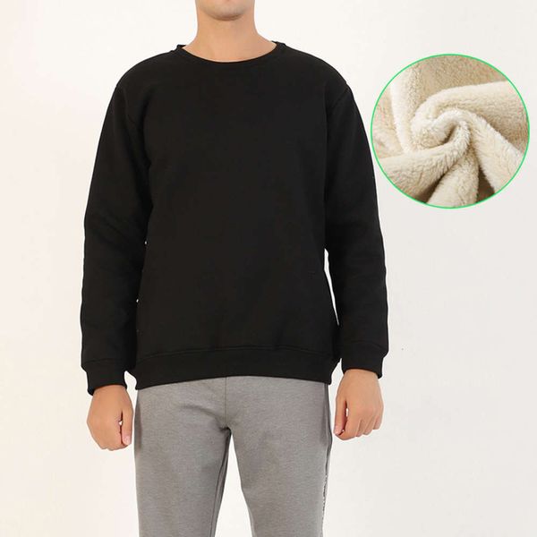 

autumn winter 2020 new plush warm sweater men's round neck bottom coat and loose pullover jacket, Black
