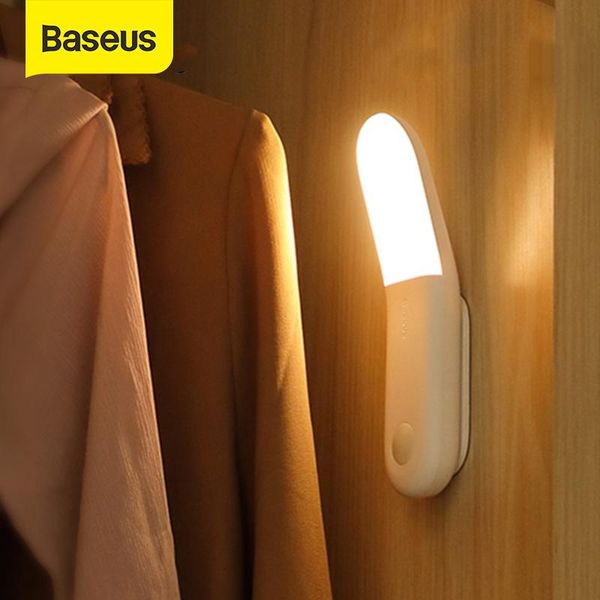 

baseus smart led night light pir intelligent motion sensor usb led lamp rechargeable bedroom closet toilet magnetic nightlight