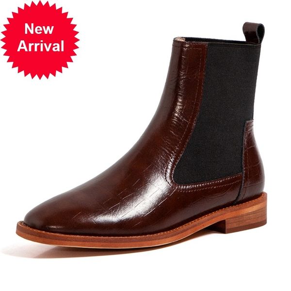 

2021 new fashion ankle genuine leather shoes women concise heels basic black riding boots q8vc