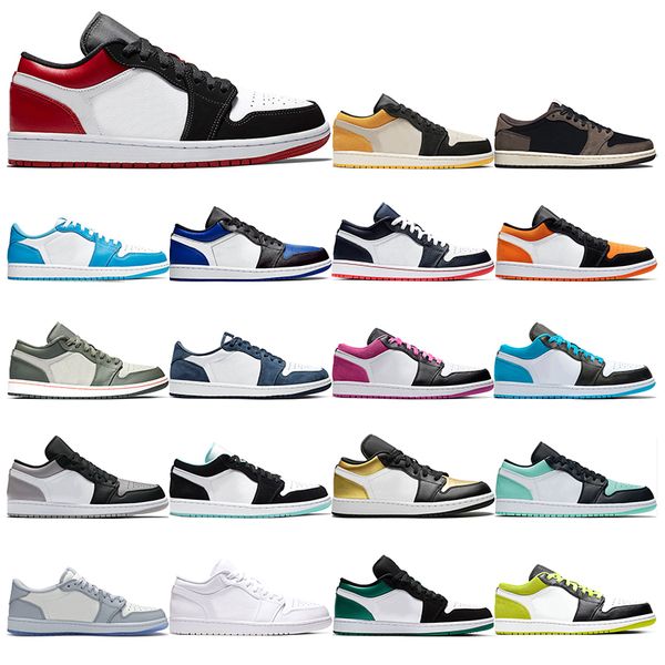 

новые 1 1s low jumpman мужчины женские спортивные обувь черный ног университет университет золото военные темины черный кибер мужские женски