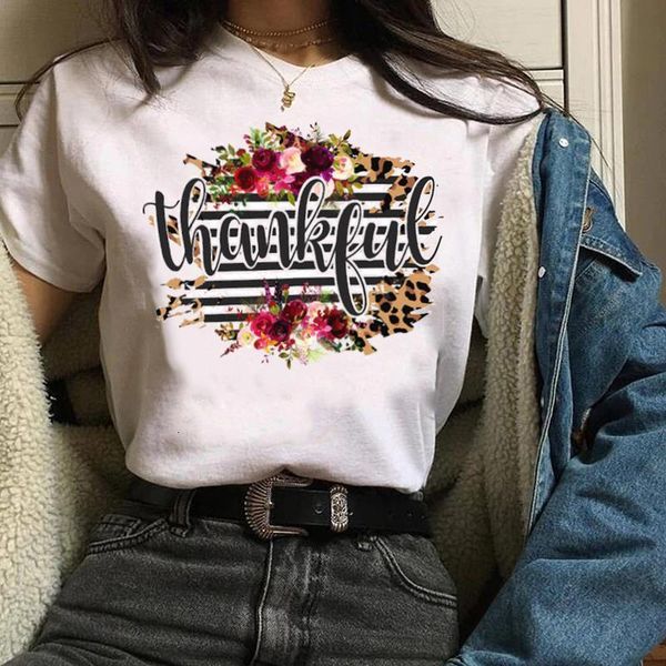 

женщины lady tees топы графические полосатые полосатые благодарные камиссета мода день благодарения осень хэллоуин распечатать одежда женска, White
