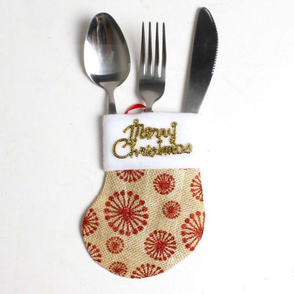 

6pcs christmas cutlery set knife and fork set gift bag christmas socks diner porcelaine protective case restaurant tableware