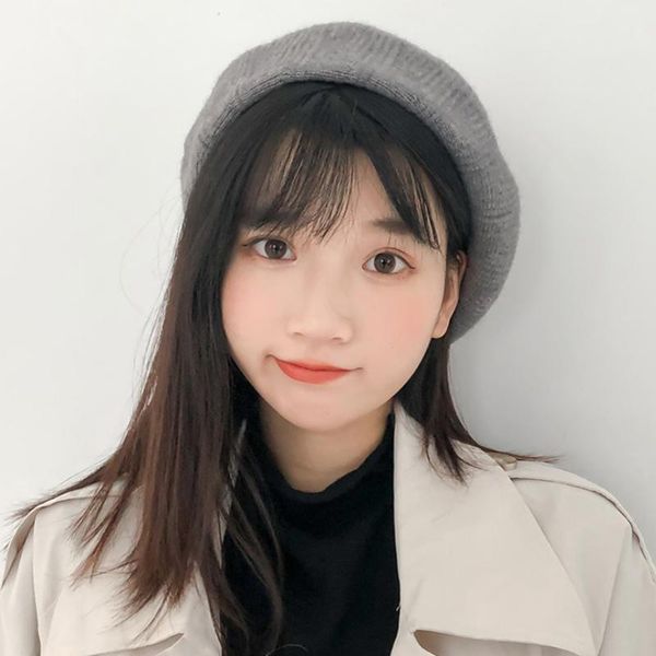 

berets ht3328 women wool hat warm knitted hats for octagonal artist painter beret ladies autumn winter beanie, Blue;gray