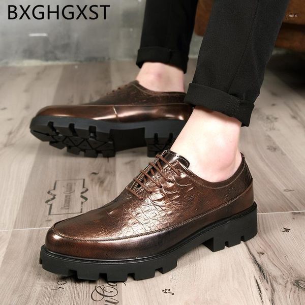 

crocodile shoes men classic coiffeur elevator shoes for men formal 2020 italian brand designer leather slip dress buty1, Black