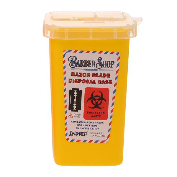 

portable 1l sharps container medical needles bin biohazard tattoo piercing needles barber razor blade disposal collect box w11152