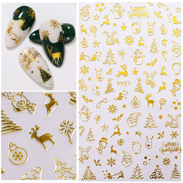 

stickers christmas sticker sheet 3d 1 bronzing nails art decoration cartoon designs nail decals