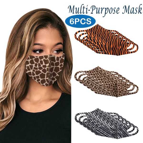 

new mascara new 2021 6pc can be washed leopard print ice silk protective mask washable against dusts and christmas #gm