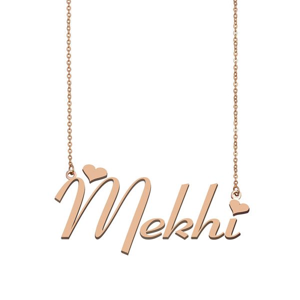 

mekhi name necklace custom nameplate pendant for women girls birthday gift kids friends jewelry 18k gold plated stainless steel, Silver