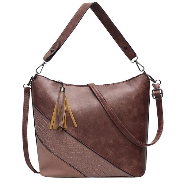 

women handbag leather shoulder bag fashion ladies zipper hit color tassel shoulder bags female tassel messenger bag hand bags