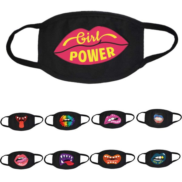 

cotton fashion face mask festival printed on the lips of washable reusable cycling protective mask dustproof designer face masks
