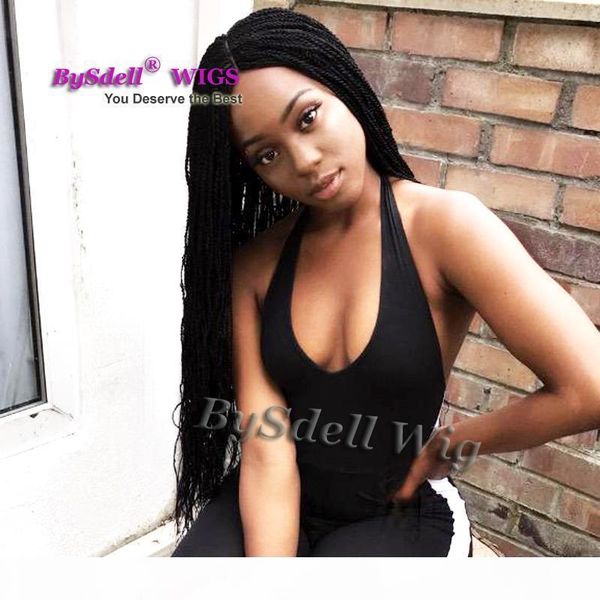 

new arrival long straight afro senegal twist braids wig synthetic black dark blonde color micro braid hair wigs for black woman