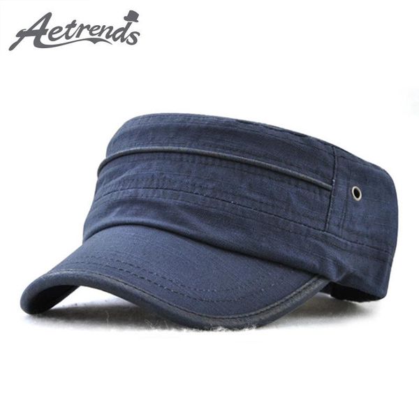 

[aetrends] fashion flat hats for men women hat cotton army cap z-6459, Blue;gray