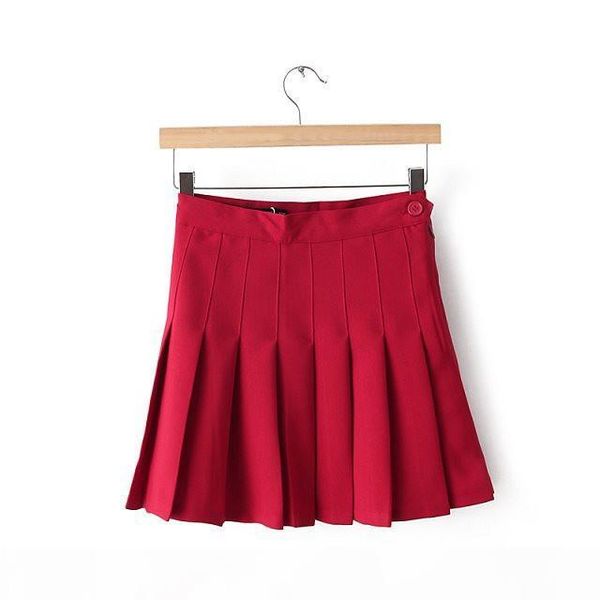 

qualityfashion women pleated mini skirt school girl skater tennis skirt high waist flared white red female short summer skirt, Red;black